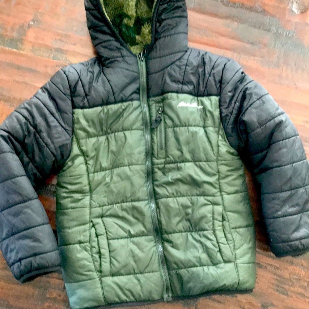 Eddie Bauer Kids Olive and Charcoal Puffer Jacket